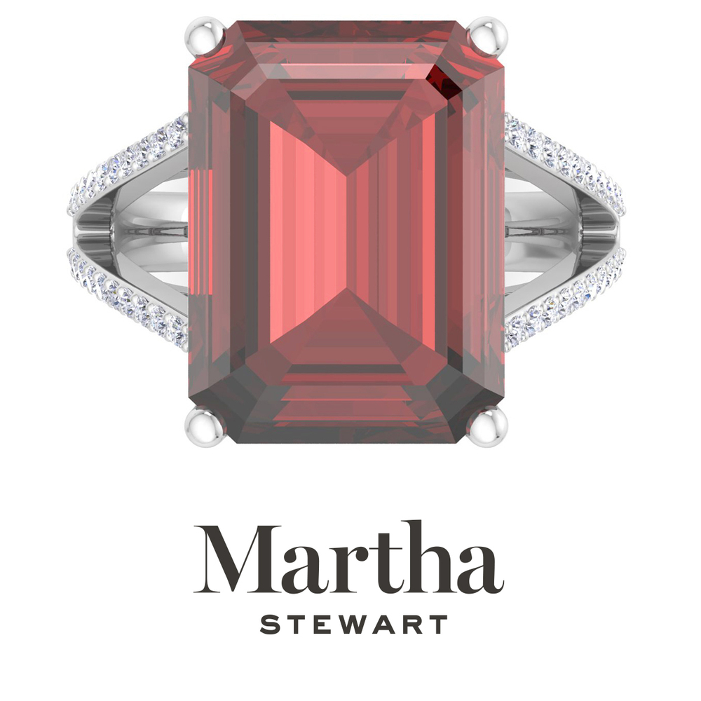 Martha Stewart 10 1/4 Carat Emerald Cut Garnet and Diamond Ring